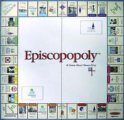 Episcopopoly Board game.